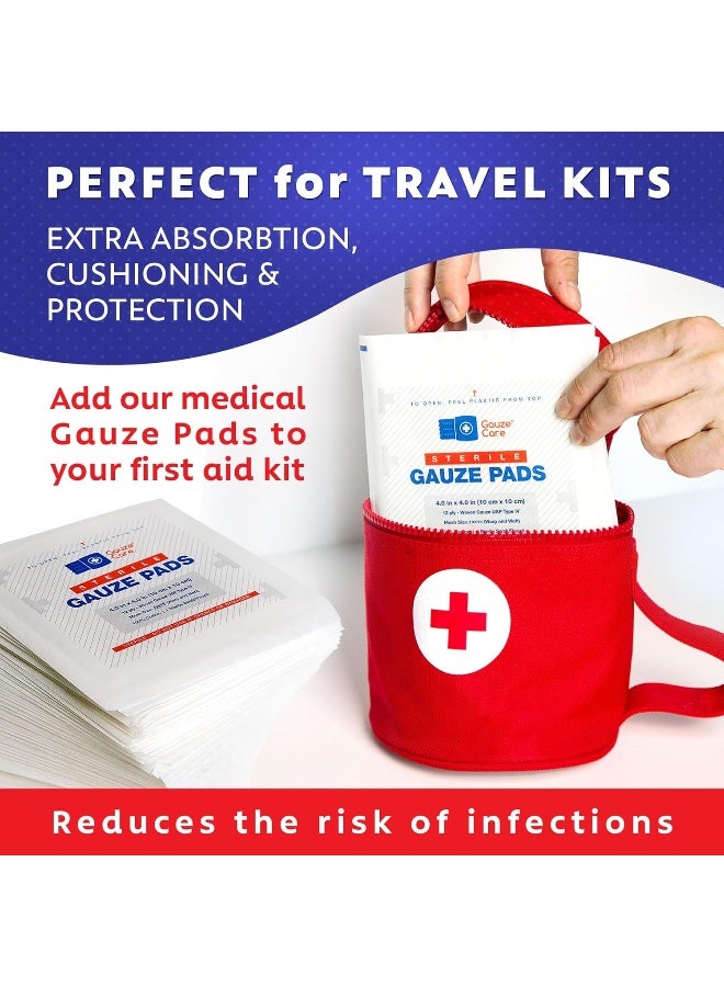 Gauze Care 100pc Large Sterile Pads 4x4 Sterile for Wounds Bulk - 12ply Woven Sponges 4x4 Sterile - USP IV Breathable Mesh 4x4 Pads Sterile for Enhanced Absorption - First Aid Medical - Image 5